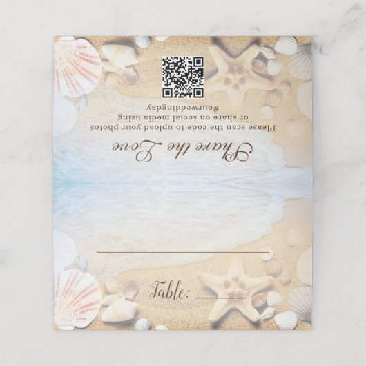 Custom Blue Ocean Tropical Beach Wedding プレイスカード (外部開封)