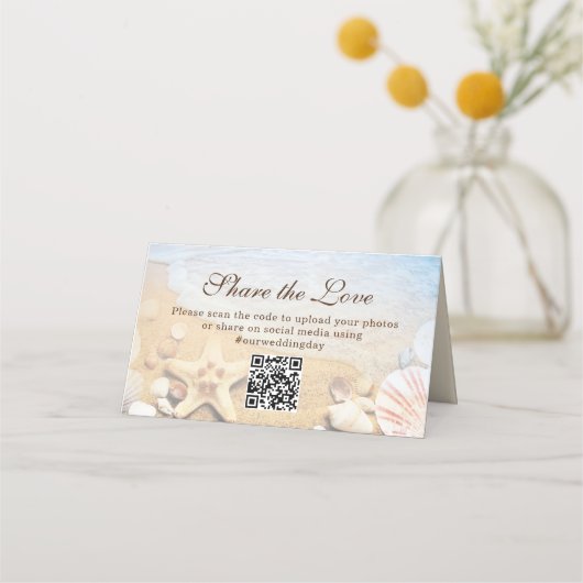 Custom Blue Ocean Tropical Beach Wedding プレイスカード (裏面)