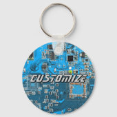 Custom Blue PCB Circuit Board for IT Pros 2 キーホルダー (正面)