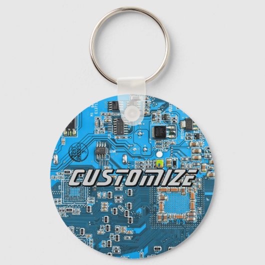 Custom Blue PCB Circuit Board for IT Pros 2 キーホルダー (正面)