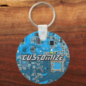 Custom Blue PCB Circuit Board for IT Pros 2 キーホルダー (正面)