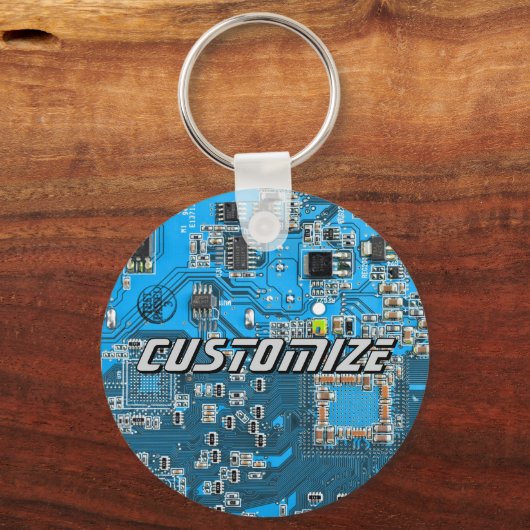 Custom Blue PCB Circuit Board for IT Pros 2 キーホルダー (正面)