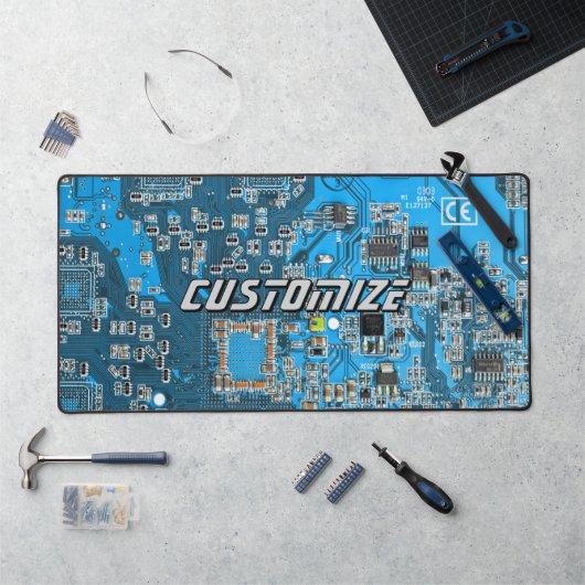 Custom Blue PCB Circuit Board for IT Pros 2 デスクマット (ワークステーション)