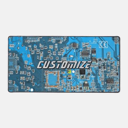 Custom Blue PCB Circuit Board for IT Pros 2 デスクマット (正面)
