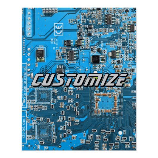 Custom Blue PCB Circuit Board for IT Pros 2 ポスター (正面)