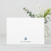 Custom Blue Sailboat Logo Nautical サンキューカード (スタンド正面)