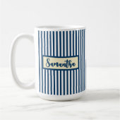 Custom Blue Striped Mug Gift for Her or Teachers コーヒーマグカップ (左)