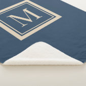 Custom Blue & Vanilla Framed Monogram シェルパブランケット (3/4)