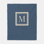 Custom Blue & Vanilla Framed Monogram フリースブランケット (正面)