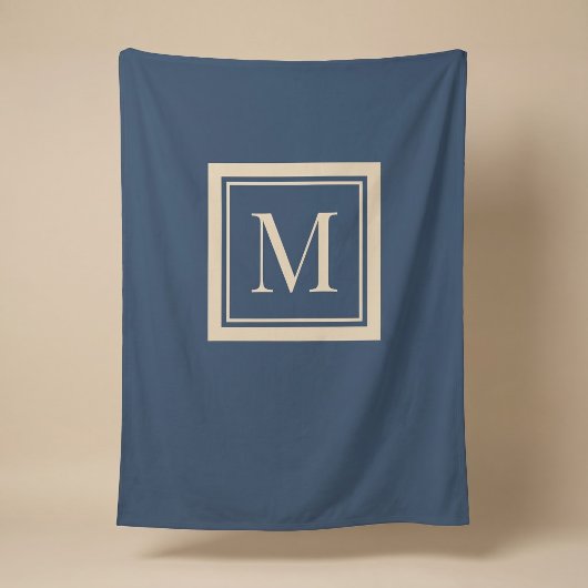 Custom Blue & Vanilla Framed Monogram フリースブランケット
