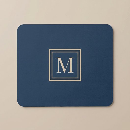 Custom Blue & Vanilla Framed Monogram マウスパッド