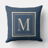 Custom Blue & Vanilla Framed Monogram Throw Pillow クッション (裏面)