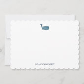Custom Blue Whale Logo Nautical Stationary サンキューカード (正面)