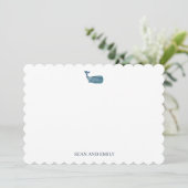 Custom Blue Whale Logo Nautical Stationary サンキューカード (スタンド正面)