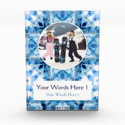 Custom Blue White Christmas Decor Gift フォトブロック (正面)