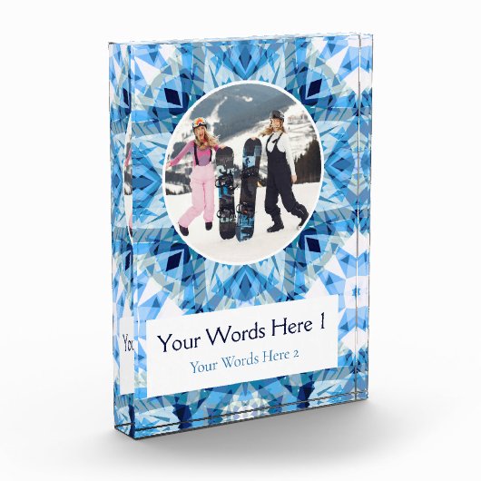 Custom Blue White Christmas Decor Gift フォトブロック (左)