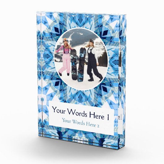 Custom Blue White Christmas Decor Gift フォトブロック (右)