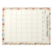 Custom Blush Floral Monthly Calendar Notepad ノートパッド (正面)