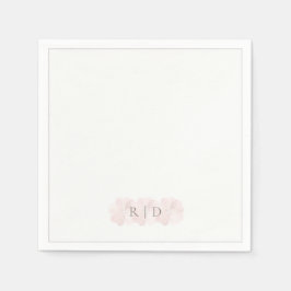 Custom Blush Pink Floral Garden Minimal Wedding スタンダードカクテルナプキン