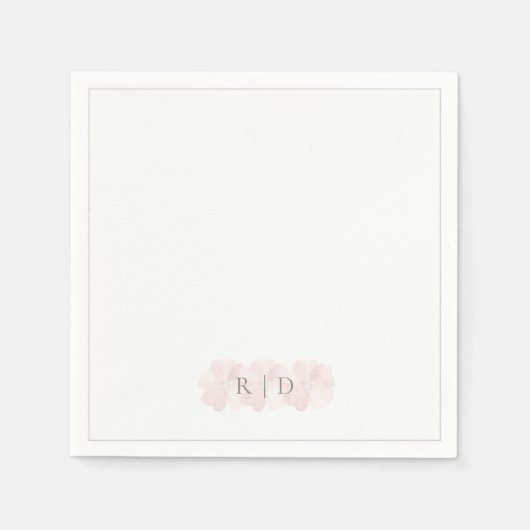 Custom Blush Pink Floral Garden Minimal Wedding  スタンダードカクテルナプキン (正面)