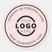 Custom Blush Pink Promotional Business Logo Brande ラウンドシール (正面)