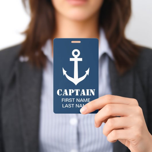 Custom boat captain name badge for sailors バッジ (プレゼンテーション)