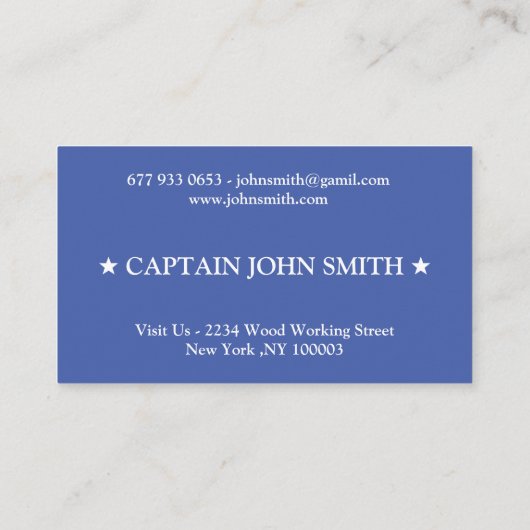 Custom boat captain name navy Business Card 名刺 (裏面)
