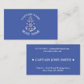 Custom boat captain name navy Business Card 名刺 (正面/裏面)