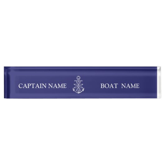 Custom boat captain name navy nautical sailor   デスクネームプレート (正面)