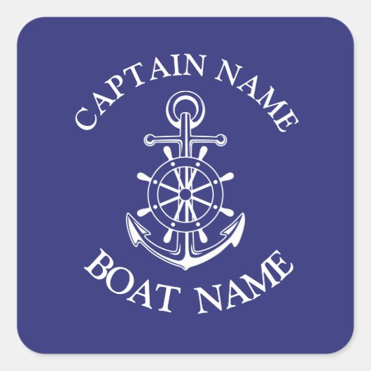 Custom boat captain name navy nautical sailor  cla スクエアシール (正面)