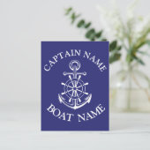 Custom boat captain name navy Postcard ポストカード (スタンド正面)