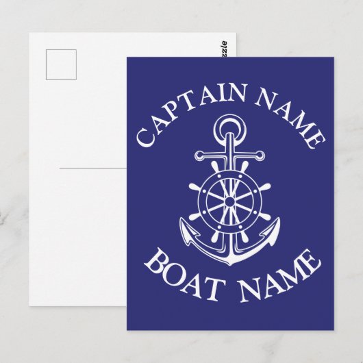 Custom boat captain name navy Postcard ポストカード (正面/裏面)