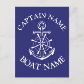 Custom boat captain name navy Postcard ポストカード (正面)