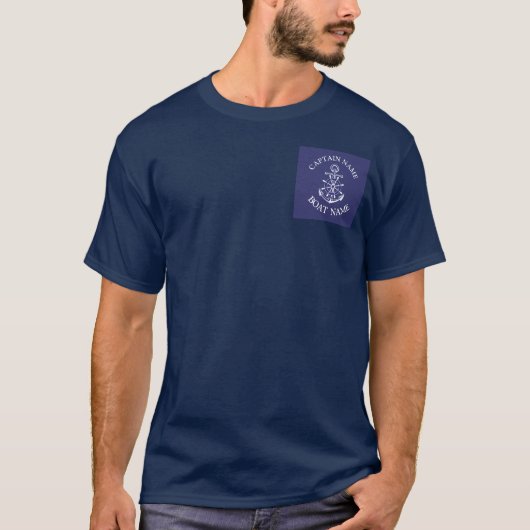 Custom boat captain name navy sailor t-shirt tシャツ (正面)