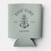 Custom Boat Name Anchor Crest Nautical Lake House 缶クーラー (正面)
