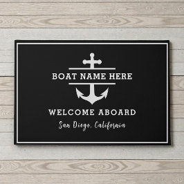 Custom Boat Name Anchor Nautical Welcome ドアマット