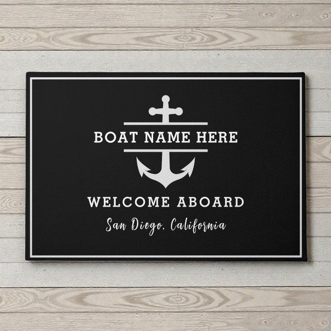 Custom Boat Name Anchor Nautical Welcome ドアマット (クリエイターアップロード済み)