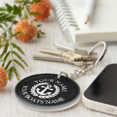 Custom boat name nautical anchor keychain キーホルダー (正面右)