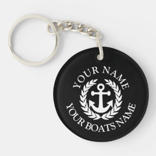 Custom boat name nautical anchor keychain キーホルダー