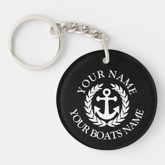 Custom boat name nautical anchor keychain キーホルダー (正面)