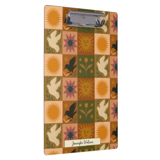 Custom Bohemian Celestial Patchwork Mystical クリップボード (右)