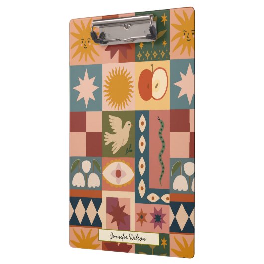 Custom Bohemian Celestial Patchwork Mystical クリップボード (左)