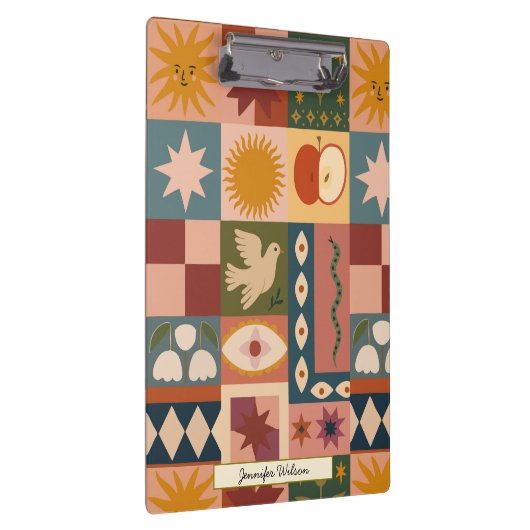 Custom Bohemian Celestial Patchwork Mystical クリップボード (右)