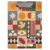 Custom Bohemian Celestial Patchwork Mystical クリップボード (正面)