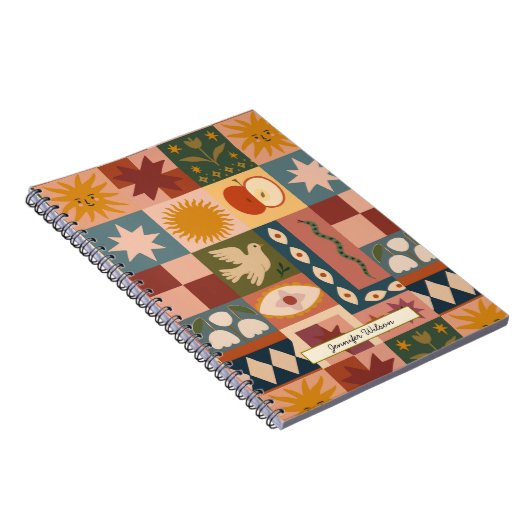 Custom Bohemian Celestial Patchwork Mystical ノートブック (右側)