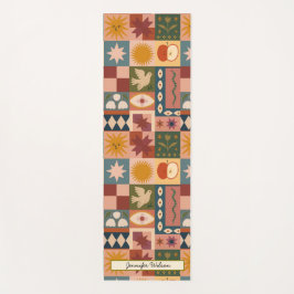 Custom Bohemian Celestial Patchwork Mystical ヨガマット