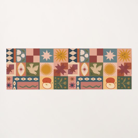 Custom Bohemian Celestial Patchwork Mystical ヨガマット (裏面(横))