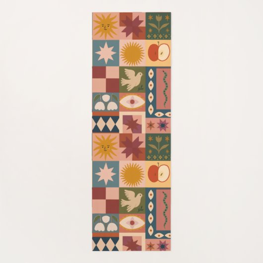 Custom Bohemian Celestial Patchwork Mystical ヨガマット (裏面)