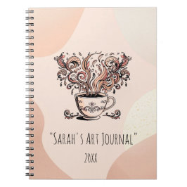 Custom Boho Botanical Coffee Art Spiral Journal ノートブック