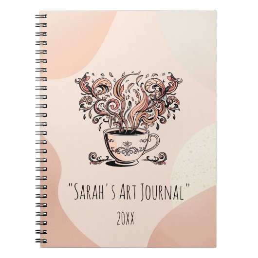 Custom Boho Botanical Coffee Art Spiral Journal ノートブック (正面)